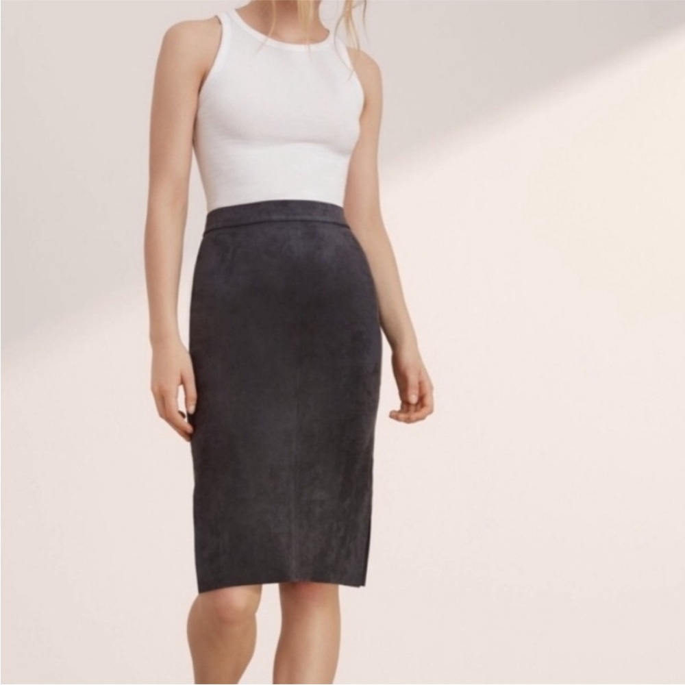 Calvin Klein Faux Suede Charcoal Pencil Skirt SZ 4